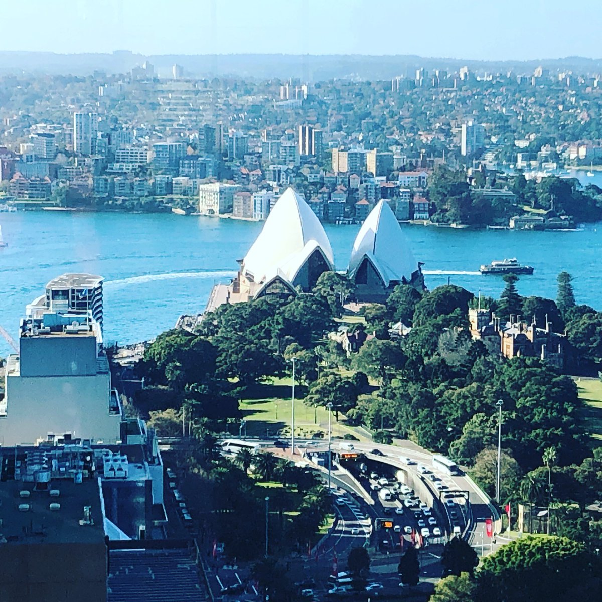 A view of the #Sydney Opera House, you don’t usually see. From level 28 of 60 Martin Place designed by @HASSELL_Studio https://t.co/vw8uO0wdZD