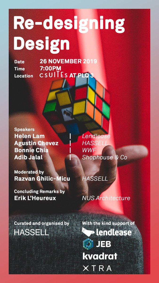 A free event will be hosted at the HASSELL-designed csuites in Singapore next week, with a line-up of speakers opening the dialogue on the future of design. The event will be moderated by HASSELL Associate Razvan Ghilic-Micu, register to attend here: https://t.co/XXM7aYJ1oy https://t.co/usvECF5zpl